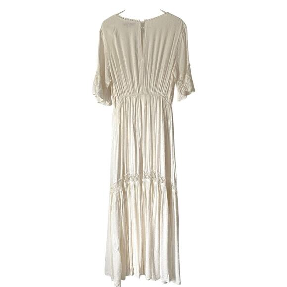 Baltic Born Rayne Deep V White Pin-tuck Maxi dress size large - Picture 9 of 12